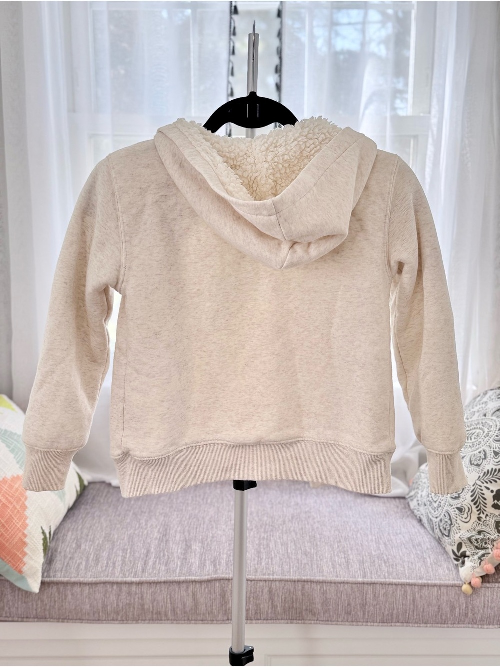 Roxy Girl’s - Cozy Cream Zip Hoodie with Floral Logo - Size S 7/8 - Picture 3 of 6